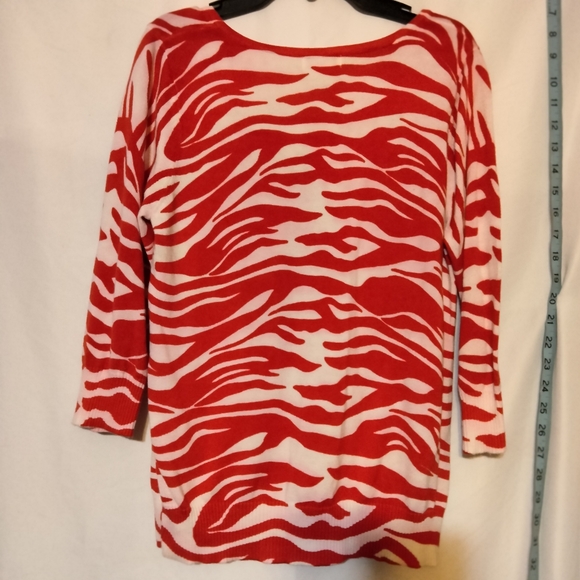 **2/$10**Monroe and main red zebra striped button down sweater sz L - Picture 3 of 5